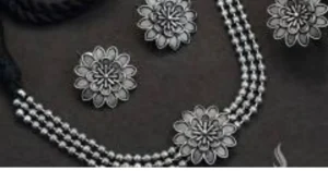 silver oxidised jewellery set