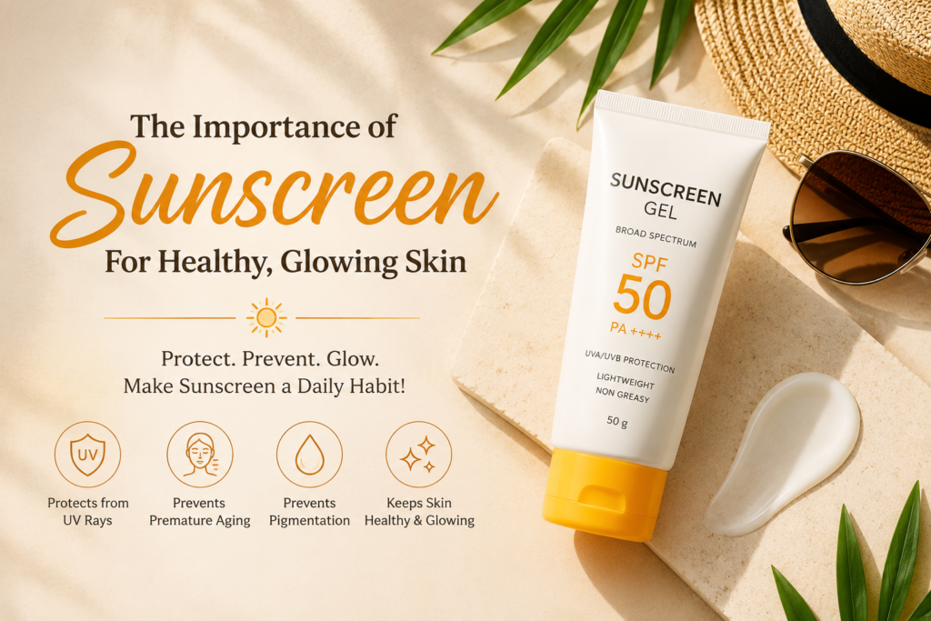 Woman applying sunscreen